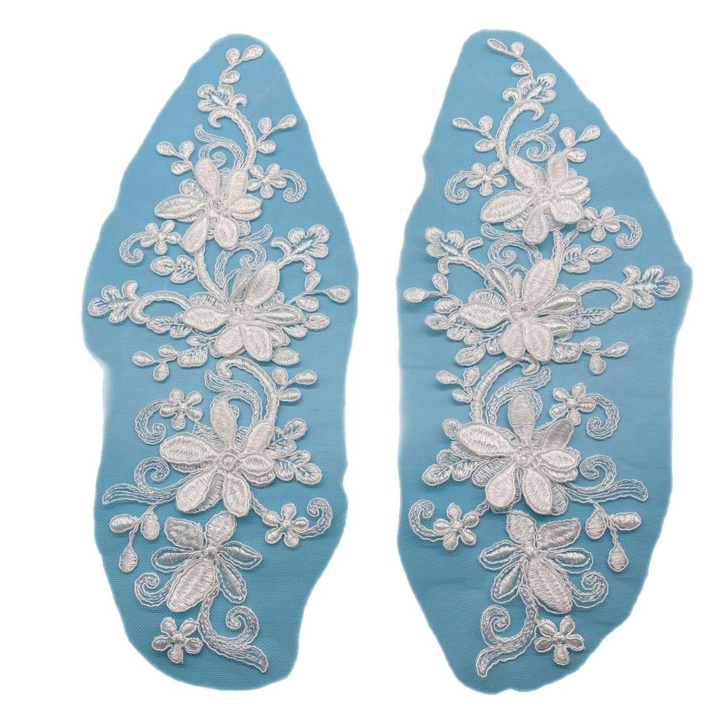 Handmade White Embroidered Lace Car Bone Three-Dimensional Lace Performance Dress Wedding Hem Cloth Sticker Clothing Pair Flower Accessories