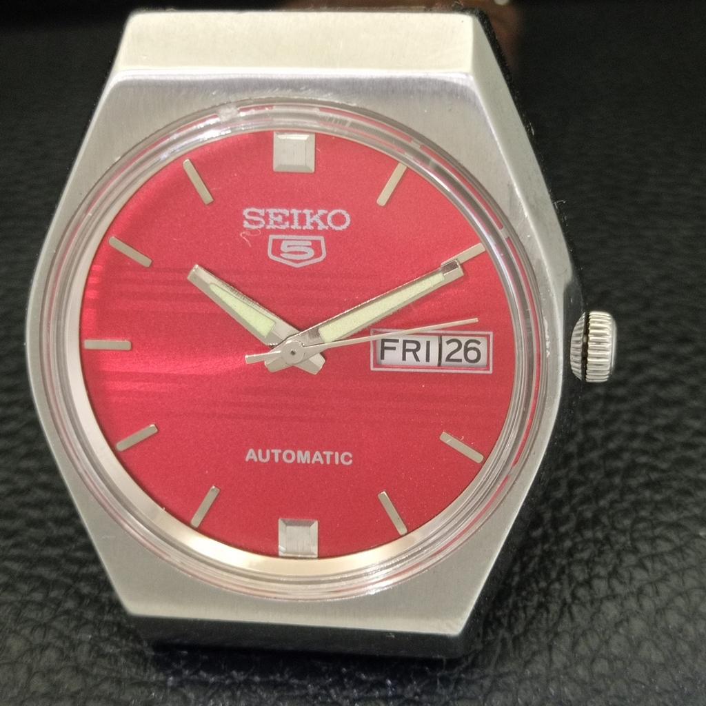 ВИНТАЖНЫЕ МУЖСКИЕ ЧАСЫ SEIKO 5 AUTOMATIC 6319A ЯПОНИЯ ЦИФЕРБЛАТ КРАСНОГО ЦВЕТА a701216-5 R206a-a701216