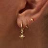 3 Piece Fashion Stainless Steel Round Star Drop Earrings Set for Women Dangle Earring Punk Unisex Rock  Jewelry