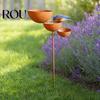Weather-resistant Bird Feeder 3 Tiered Cascading Rain Catcher Bath, Metal Garden Stake Water Outdoor Stand Bowl Feeder, Pollinator Watering
