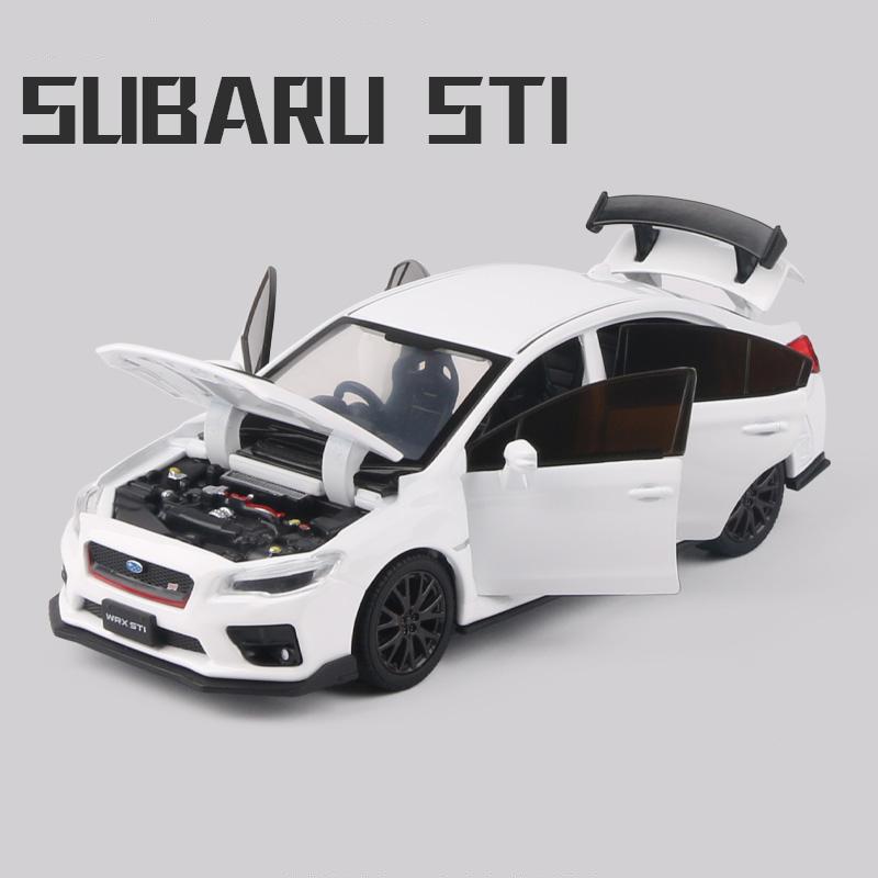 1/32 Модель спортивного автомобиля из сплава Subaru WRX STI Литая под давлением Имитация Металлическая игрушка Модель гоночного автомобиля Коллекция Звук и свет Детский подарок