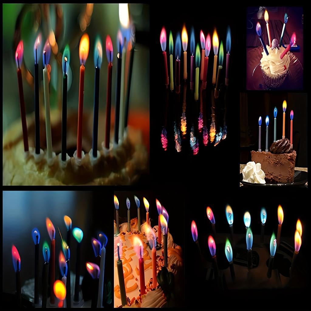 Birthday Cake Candles Happy Birthday Candles Colorful Candle Holders Included (Colorful, 6/12)