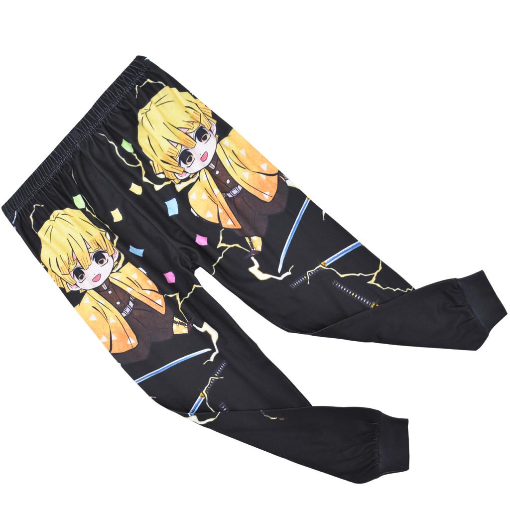 Детский мальчиковый аниме мультяшный принт Demon Slayer футболка с длинными рукавами топ брюки одежда комплект