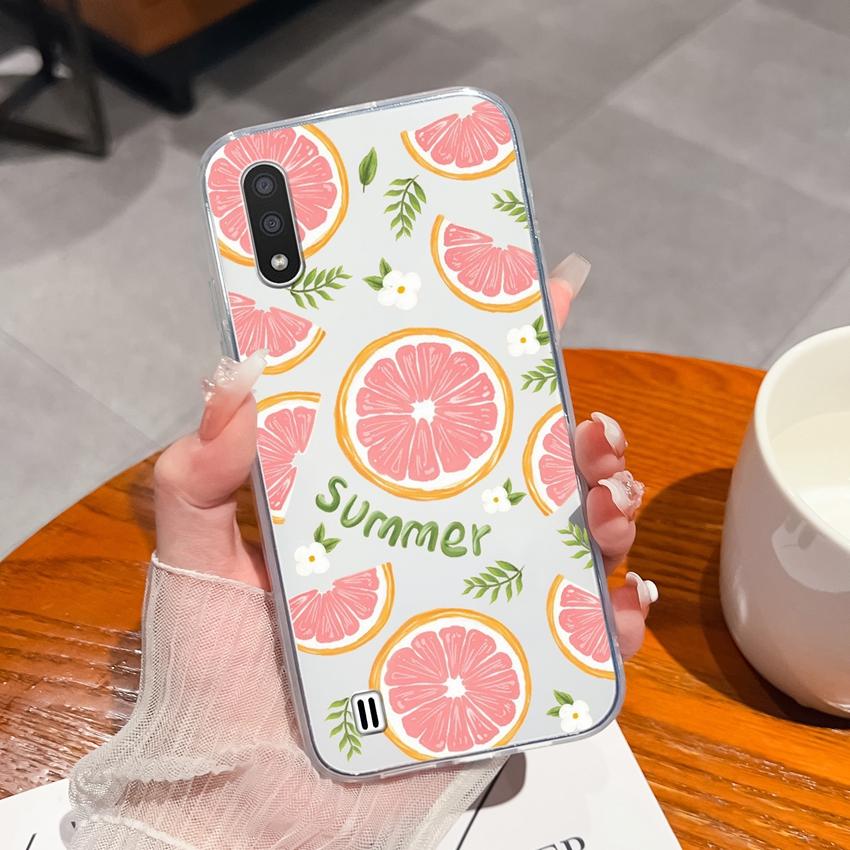 Для Samsung C7 A9 M31 F13 M01 M10 Прозрачный чехол для телефона Освежающий фруктовый узор Защита объектива Мягкий силикон Пылезащитный защитный чехол Для Samsung Capa