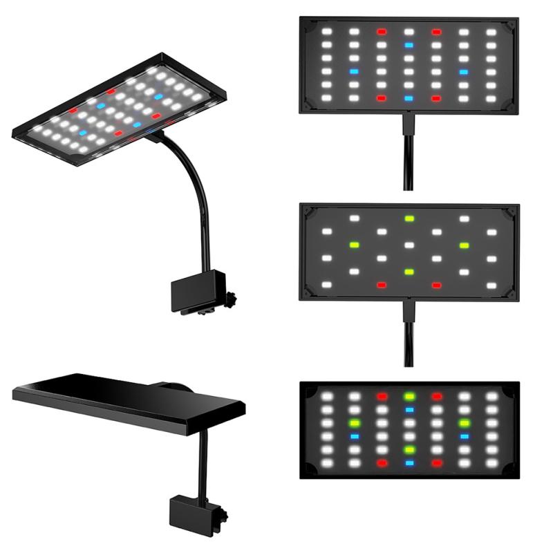 Светодиодный светильник для аквариума, светильник для аквариума с креплением на клипсу, регулируемой яркостью, вращением на 360°, полным спектром