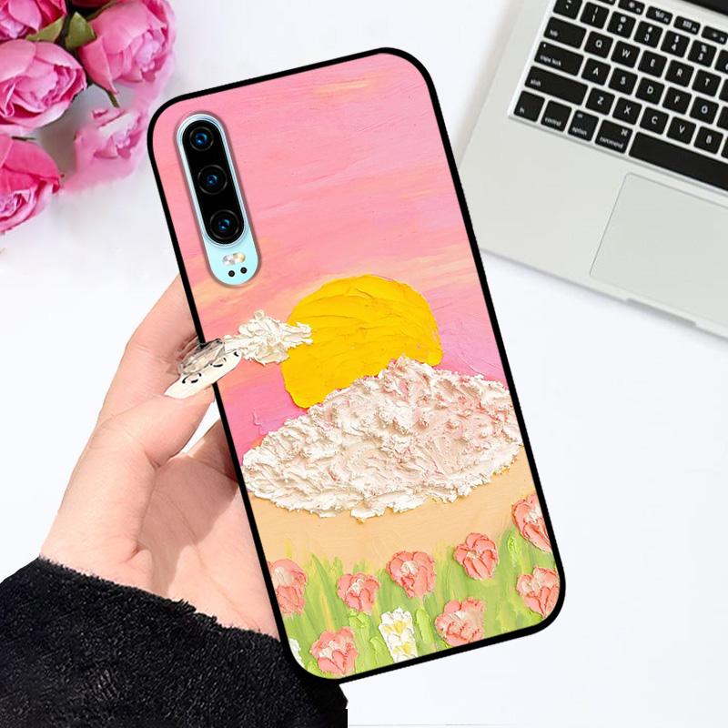 For Huawei P30 Pro Case P 30 Fashion Painted TPU Silicone Soft Phone Cover For Huawei P30 lite Coque Bumper Nova 4e Funda Capa