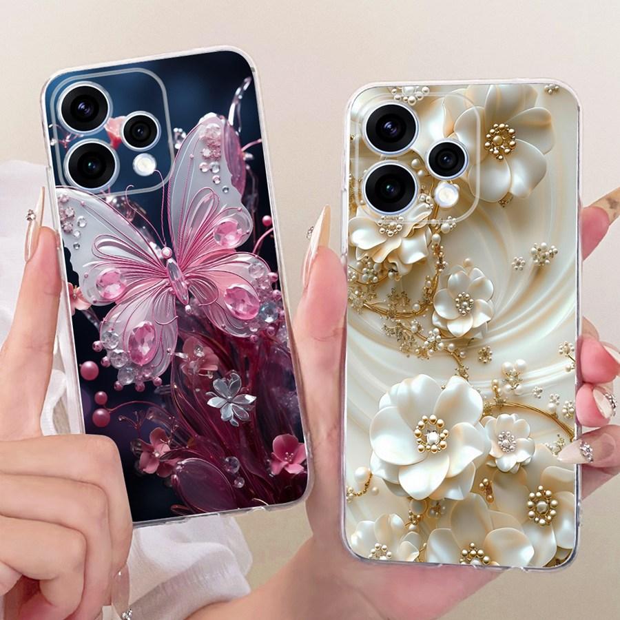 Чехол для OPPO Reno15 15F Защитный чехол для OPPO Reno15 F CPH2801 Reno 15 5G Capa цветок Мягкий силиконовый ТПУ Чехол для телефона
