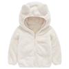Kids Pure Color Teddy Fur Jackets Children Bear Ear Hoodies Coats Boys Girls Winter Warm Outerwear