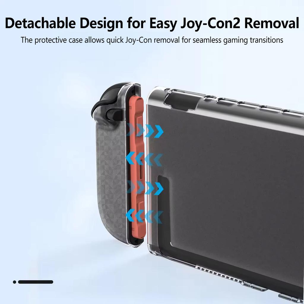 [1Set/9Pcs]New Suitable for Switch 2 Protective Kit TPU Dockable Soft Case with Tempered Glass Screen Protector, Game Console Case Joystick Caps Grips