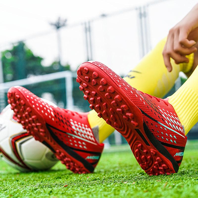 Мужские футбольные бутсы с длинными шипами и высокой лодыжкой, футбольные бутсы TF, уличные бутсы для травы, футбольные бутсы, тренировочные спортивные футбольные бутсы