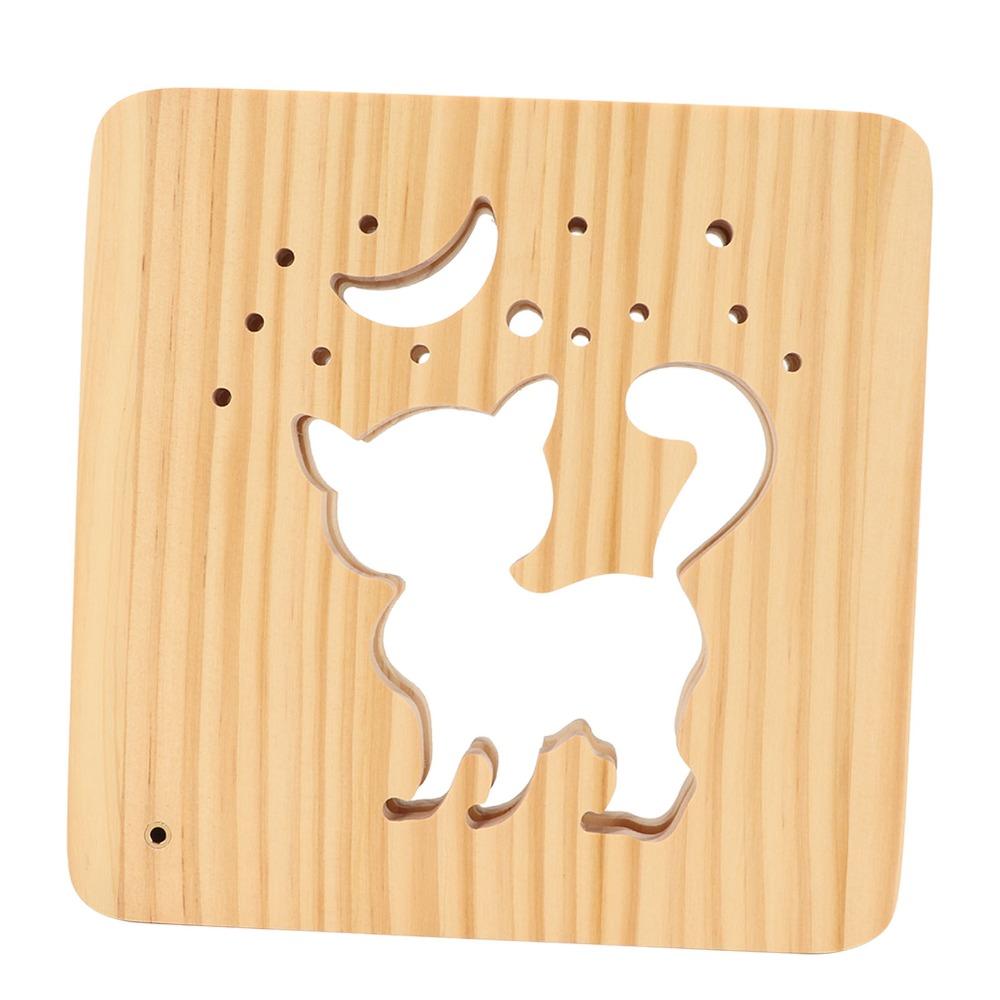 Cute Cat Shape Wooden 3D Lamp LED Light Night Light Lamp Cat 3D Wood Light Bedroom Decor