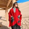 Scarf Women's Winter Outer Split Shawl Imitation Cashmere Thickened Warm Fringed Pocket Cape Desert Travel Photo