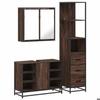 VidaXL Ensemble De Meubles De Salle De Bain 3 Pcs Chêne Marron, Armoire De Rangement, Armoire De Bain, Meuble De Toilette 3301154