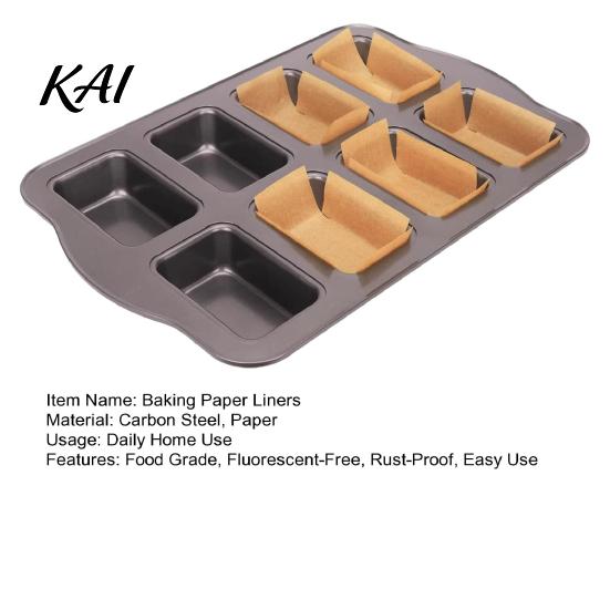 Professional Baking Supplies for Desserts 8-Cavity Mini Loaf Pan Set with 200Pcs Parchment Liners, Square Muffin Brownie Tray Nonstick Bakeware