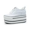 Fashion Fashion 10.5cm High Thick Heel Platform Flats Women Casual Shoes Genuine Leather Soft Quality Casual Shoe Sneakers White Black