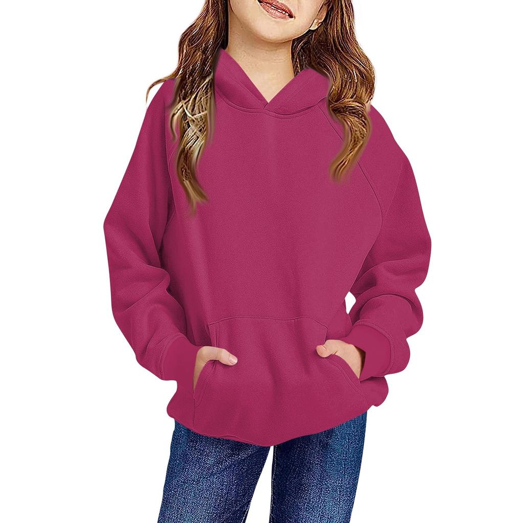 Children's Hoodie Boys And Girls Solid Color Long-sleeved Hooded Pocket Hoodie