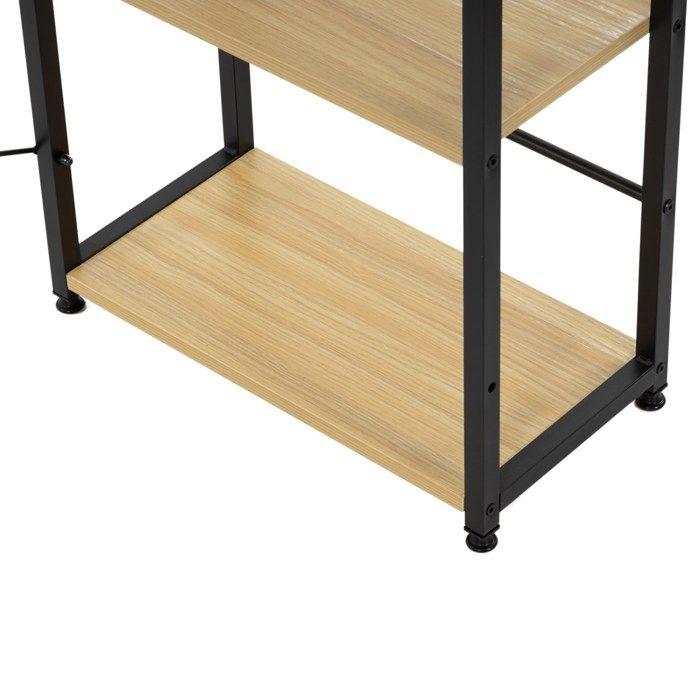 Bureau d'ordinateur - SPRINGOS - 120x48 cm - Métal - Marron clair - Étagères intégrées