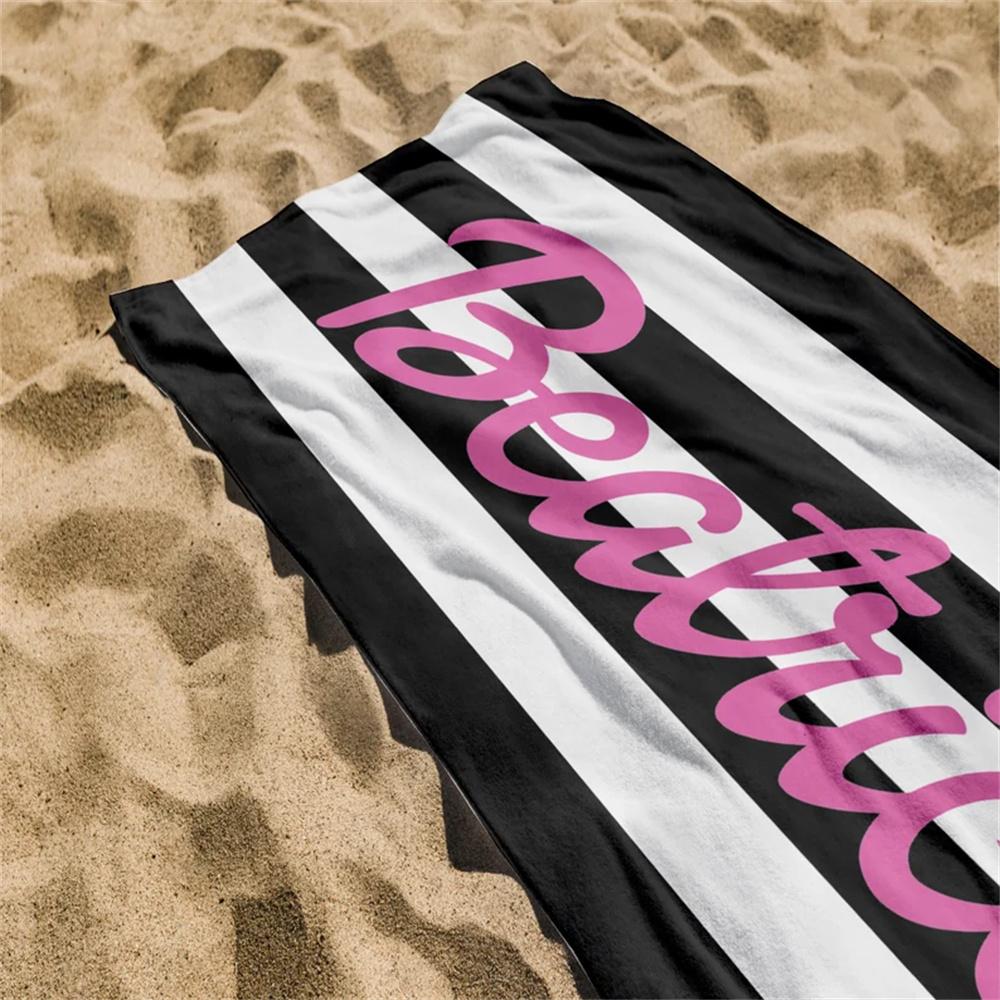 Striped Custom Name Beach Towel Bachelorette Trip Party Favors Personalized Pool Bath Towel Birthday Gift For Kids Adults