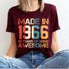 Fashion Made in 1966 60 Years of Being Awesome Vintage 60th Birthday Gift T-shirts Women's Casual Tee Streetwear T-shirt Top Men's Clothing