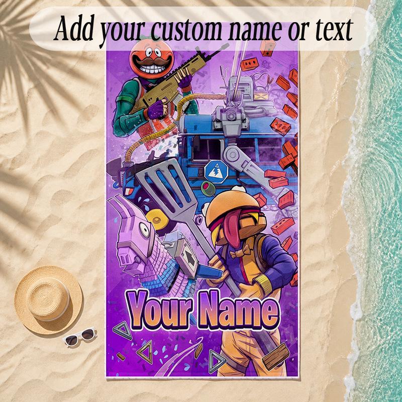 Beach TowelFortnite Custom Name Text Personalized Soft Towel for Beach Pool Indoor Home Decor Gift