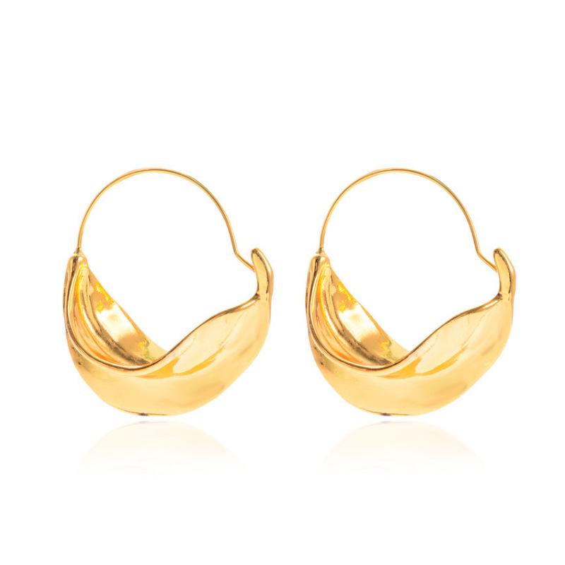 European & American Creative Irregular Metal Flower Basket Statement Earrings - Trendy Net Red Style