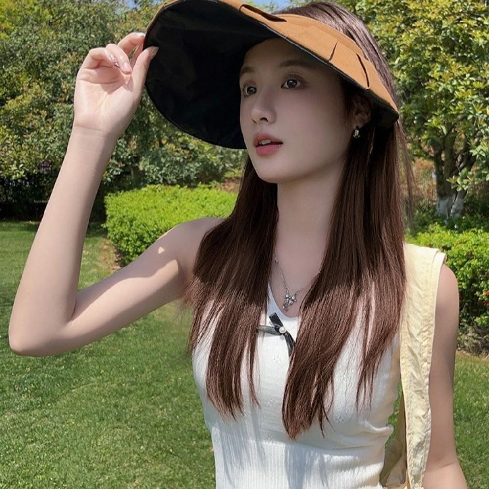 Empty Top Hair Hoop Hat Foldable Beach Sunshade Hat Portable Sun Hat