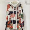2024 Women's Hooded Sweater with 3D Floral Print and Diamond Inlay