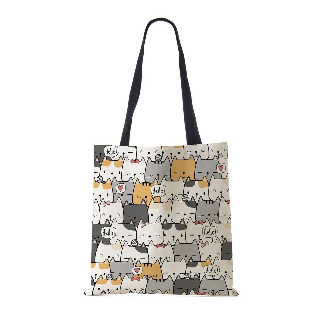 Собака Милый Принт Повседневная Сумка Через Плечо Вместимость Женская Хозяйственная Многоразовая Сумка Большая Холщовая Дорожная Пляжная Сумка Тоут KTY