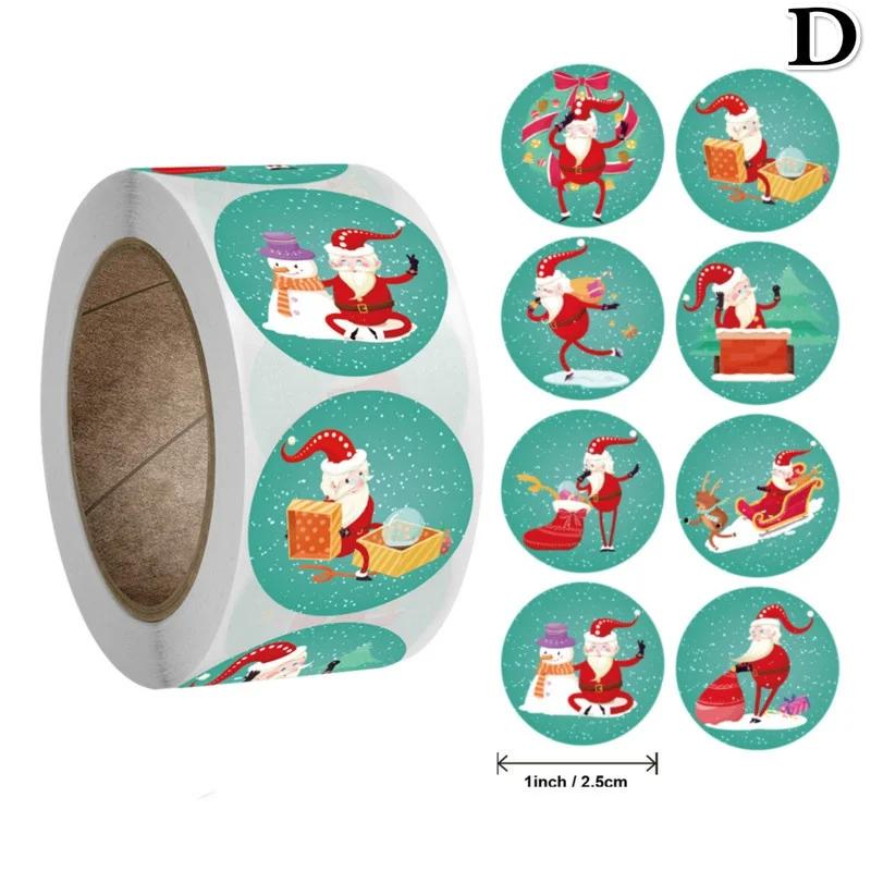 500pcs/roll Christmas Round Santa Claus Stickers Gift Packaging Sticker Letter Stickers