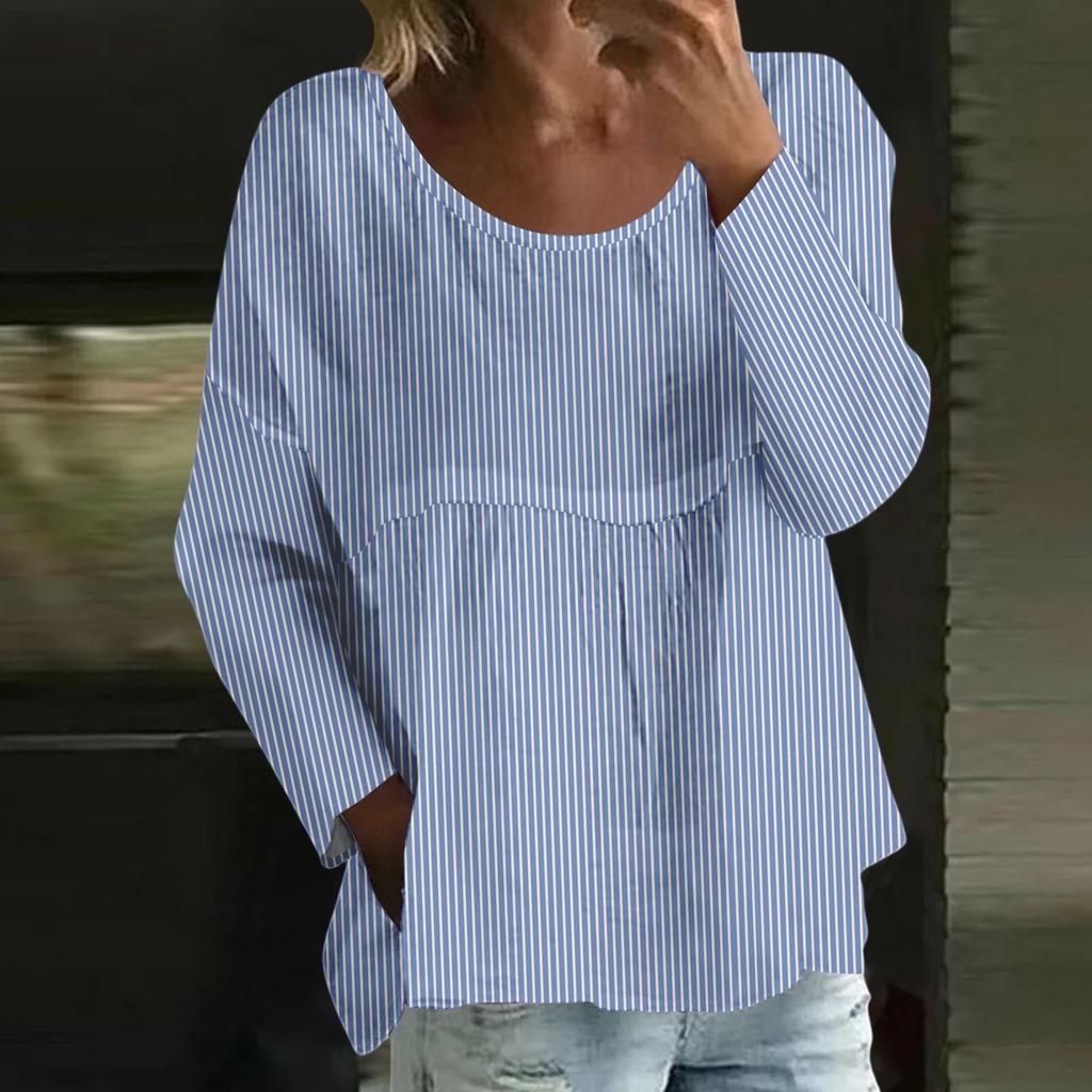 Women's Casual Fashion Loose Round Neck Floral Print Long Sleeve Top