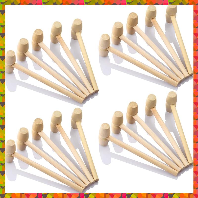 Promotion! 20Pcs Wood Hammers, Wooden Hammer For Chocolate, Multi-Purpose Solid Natural Mini Wooden Hammer For Seafood Crab Lobs