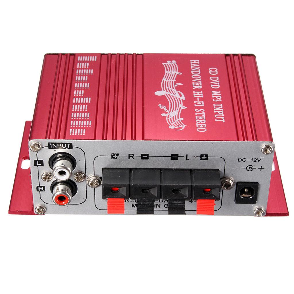 HY2001 12 В мини-Hi-Fi автомобильный стереоусилитель 2-канальный аудиоусилитель звука RCA/DVD/MP3 для домашнего мотоцикла WGIL1878a