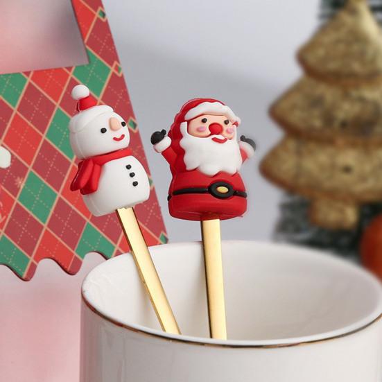6Pcs/Set Stainless Steel Spoon Fork Set Santa Claus Snowman Deer Christmas Tree Hat Decor Tableware Holiday Party Supply