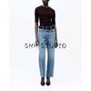 Spring New Women's Clothing Metal Button Decoration Multi-Color Selection Straight High Waist Casual Denim 6164059