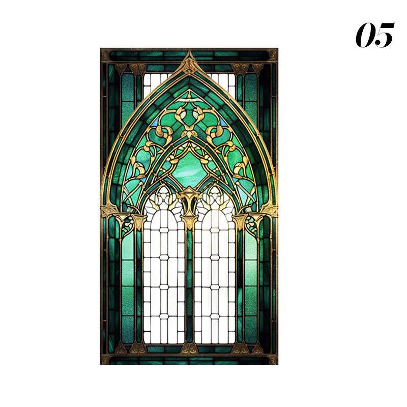 Ретро Арт-стекло Пленка Европейский стиль Витраж Церковное искусство Приватность Окна Наклейки Непрозрачный Отель Клуб Веранда Окно Декор Пленка