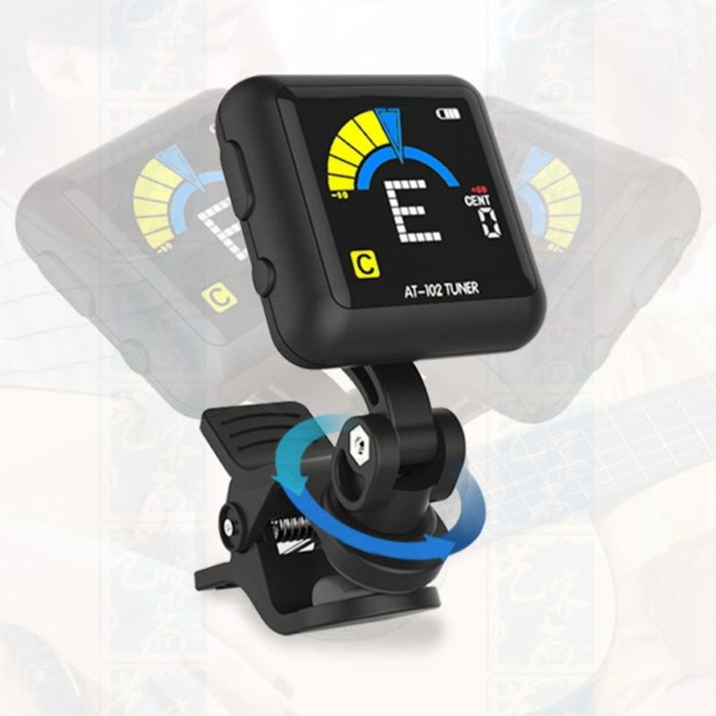 Перезаряжаемый клипсовый гитарный тюнер с вращением на 360 градусов, цифровой электронный тюнер для гитары, баса, скрипки, укулеле