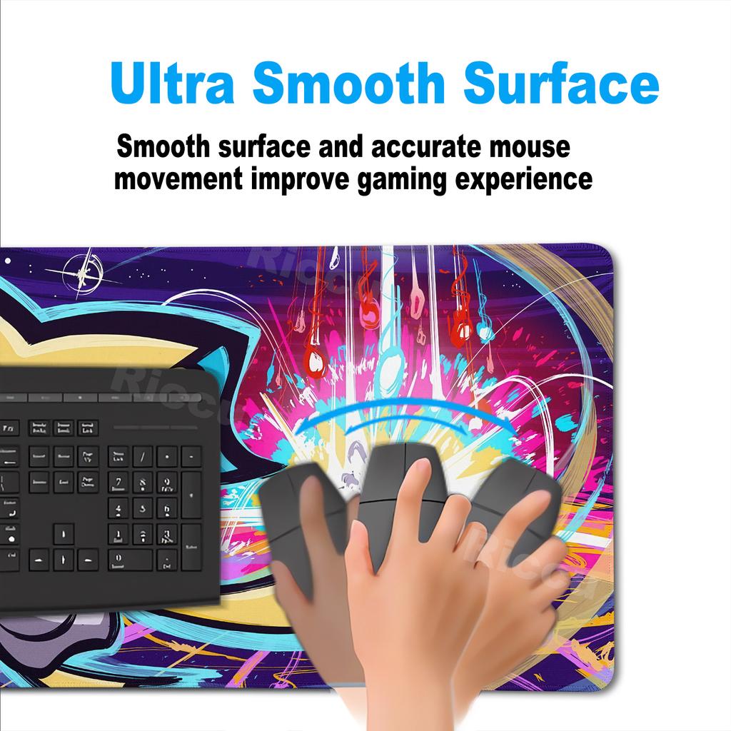 Mouse Pad Colorful Gaming Keyboard Rug Laptop Japan Anime XXL P-pokemon Jirachi Pattern Anti-slip Desk Mat PC Gamer LockEdge Mat