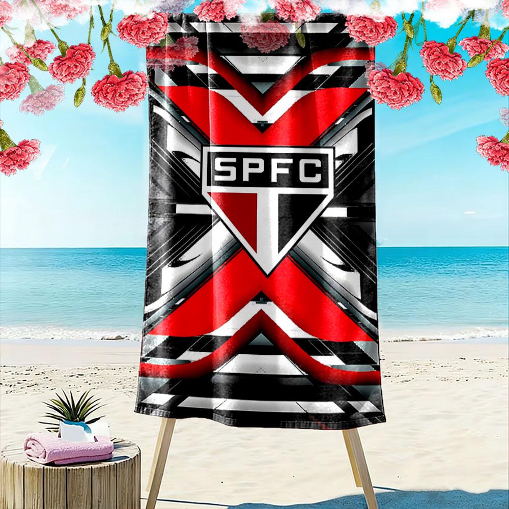 "SPFC Logo with Red and Black Geometric Design" Patterned beach towel quick dry perfect for travel outdoor sports jogging the beach and swimming