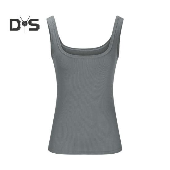 Женские топы с U-образным вырезом без рукавов, облегающие однотонные топы-майки в рубчик, эластичные, летние, повседневные, жилеты, рабочая одежда