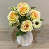 Шелковый пион Искусственный цветок 5 роз 4 ромашки Свадебный имитационный букет Свадебный стол