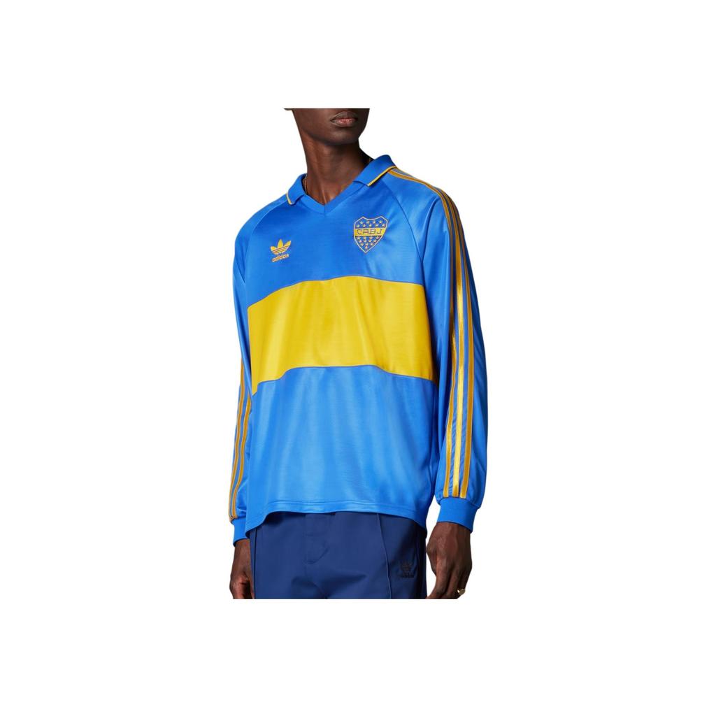 Adidas Оригинальная футболка Boca Juniors 1993, цветной блок, логотип с буквами, пуловер, свободный крой, длинный рукав, футбольная майка, мужской топ, синий IV7547
