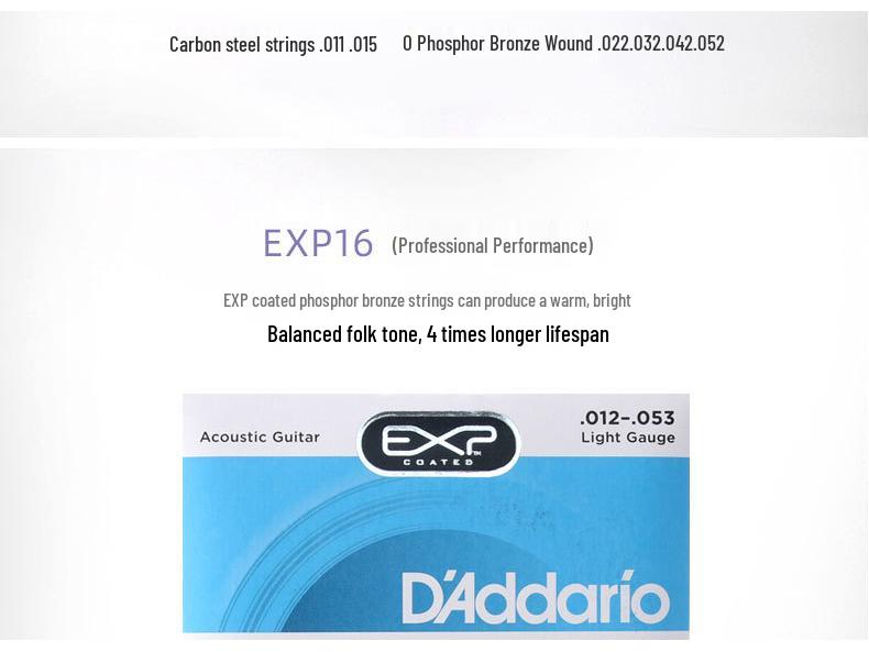 D'Addario EJ16 EZ920 Струны для фолк-гитары с покрытием из фосфорной бронзы, набор из 6 штук.