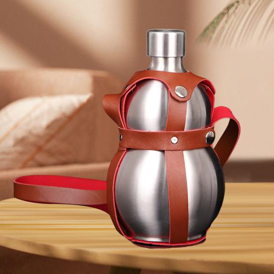 Бутылка-тыква 1500 мл, нержавеющая сталь, чайник-тыква, большая вместимость, спортивная дорожная бутылка для спортзала, в китайском ретро-стиле