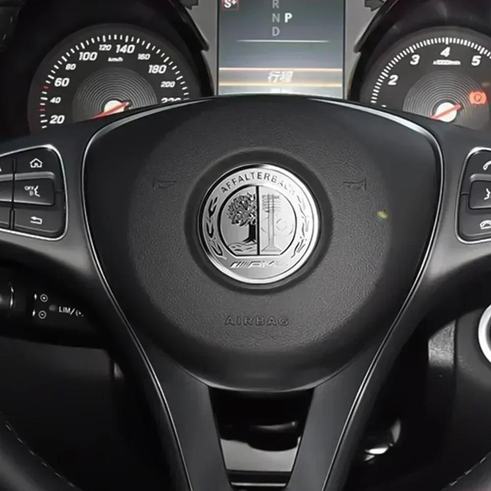 NFQ1 3D Aluminum Car One-touch Start Cover Ignition Device Button Decoration Sticker For Mercedes Benz AFFALTERBACH AMG Badge Emblem