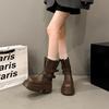 Женские ботинки Мартина на толстой подошве с увеличением роста, новые осенние 2025 года, высококлассные универсальные короткие ботинки, маленькие, с темпераментом, ретро, ботинки рыцаря