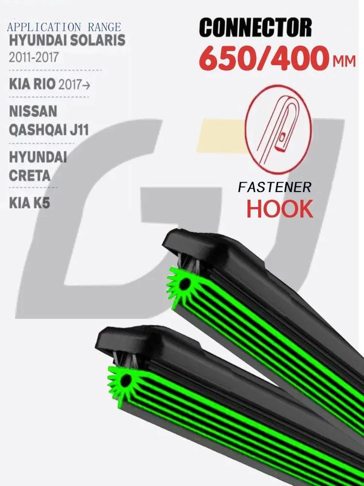 26"+16" J-Hook Frameless Wipers, Quiet 11-Layer Rubber Blades for Korean Compact Cars & Crossovers