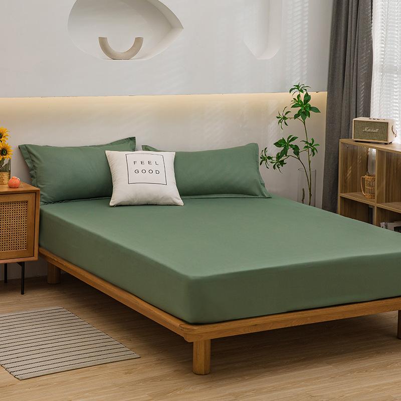 Mattress Cover Fitted Bed Sheet Solid Color Anti-slip Adjustable Bed Cover (Without Pillowcase)