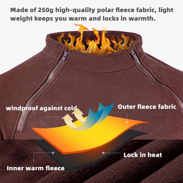 Мужская модная теплая флисовая толстовка с двойной половинной молнией, пуловер, тактическая зимняя уличная куртка, одежда, мужское пальто, термобелье