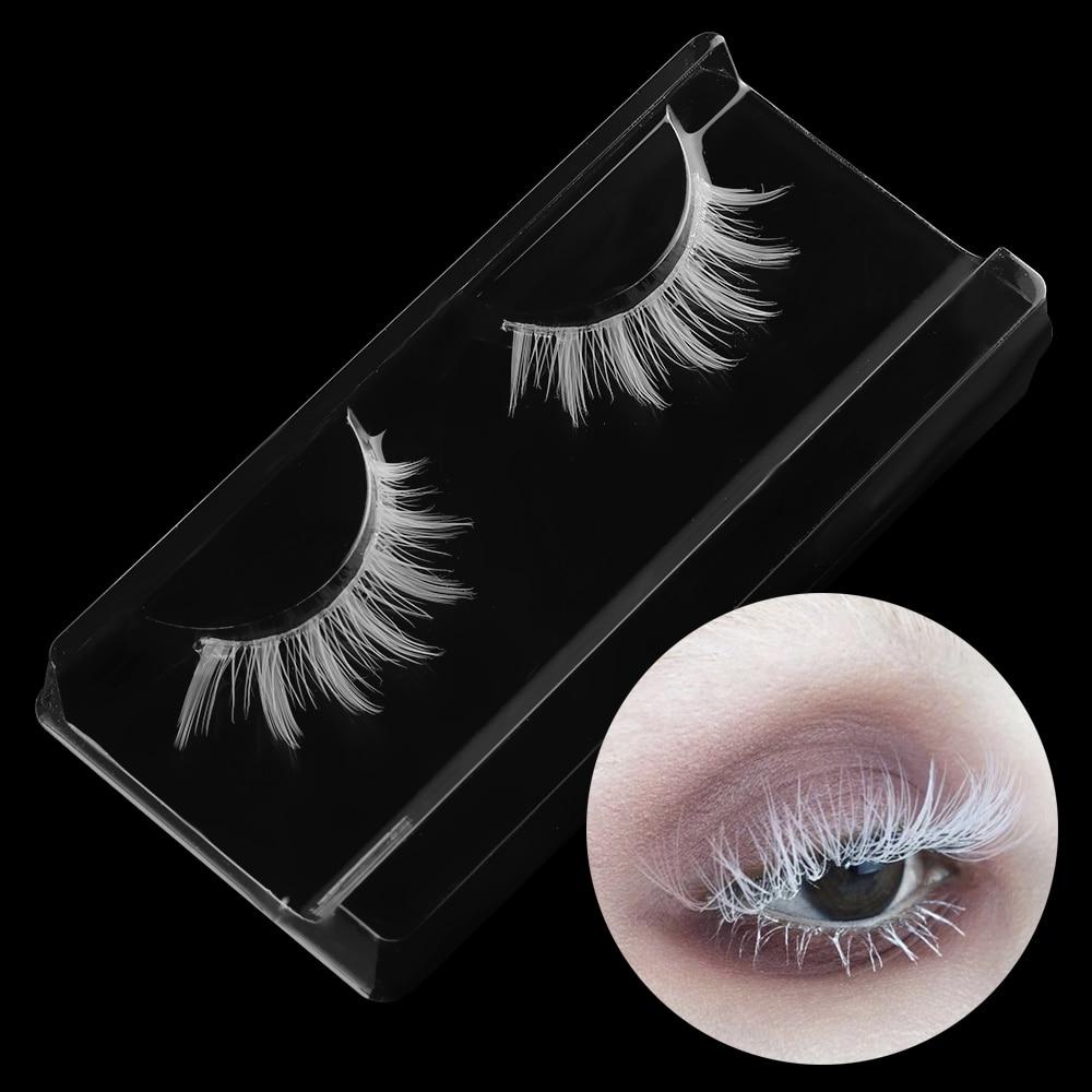 1 Pair Hot Fashion White Eyelashes Cosplay Makeup Natural Long Eyelashes Extension Cross Strip False Eye Lashes Beauty Makeup Tools