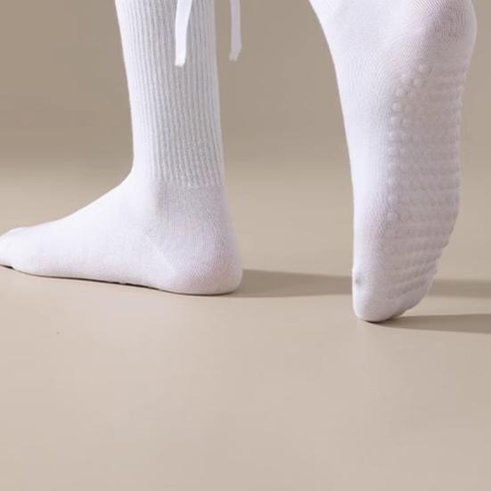Носки для йоги и пилатеса с нескользящими подошвами для женщин, вязаные гольфы до щиколотки с завязками, носки-гольфы на шнуровке для барре, балета, танцев